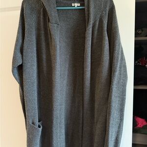 Gray Hooded Cardigan